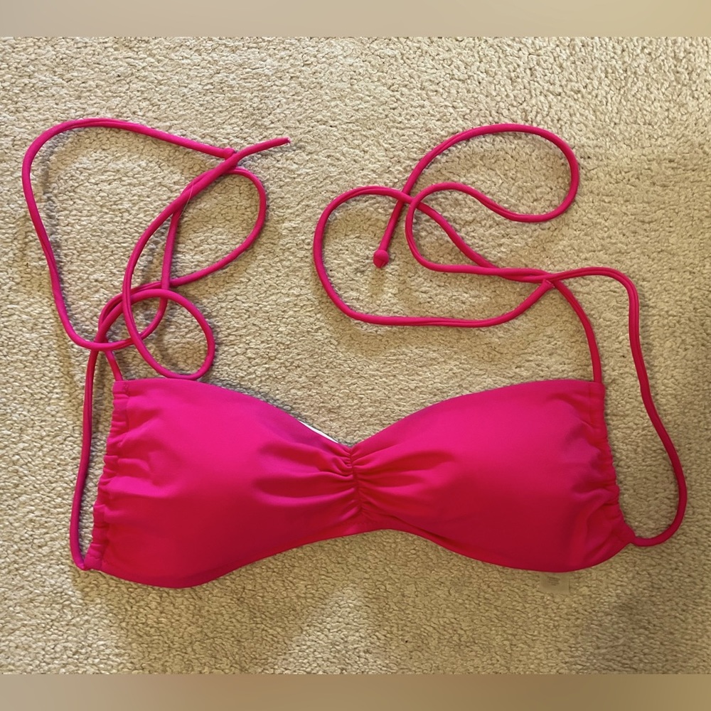Magenta string bikini top, small.